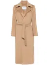 Max Mara Bingo Belted Long-sleeved Coat In Brown