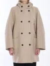 Max Mara Oversized Hooded Coat Patch Pockets In Beige
