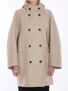 Max Mara Oversized Hooded Coat Patch Pockets In Beige
