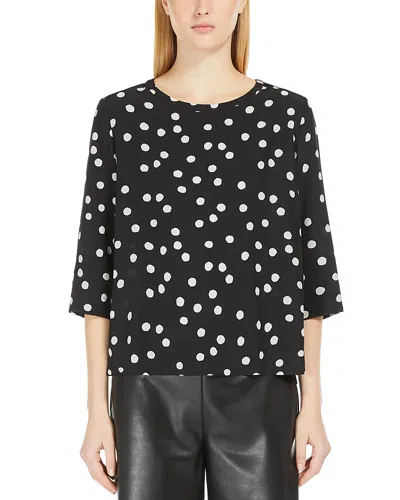Max Mara Arturo Printed Boat Neck Top In Black