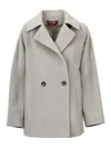 Max Mara Double-breasted Wool Pea Coat Coats Grey In Gray