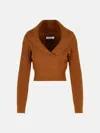 Max Mara 'asburg 1234' Over Sweater In Wool And Cachemire Leather In Brown