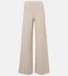 Max Mara Wilma Knitted Wool Wide-leg Pants In Beige