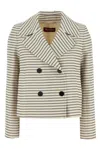 Max Mara Assuan Striped Double-breasted Jacket In Bianco