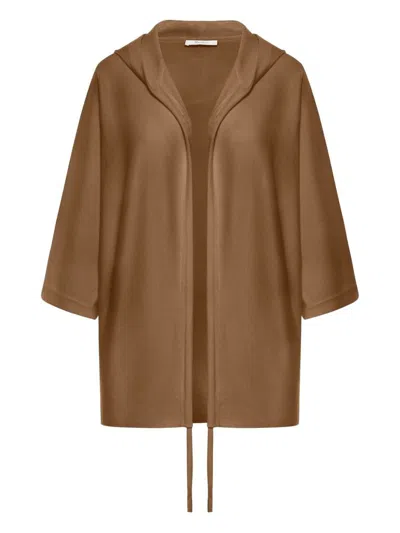 Max Mara Aster Wool Cardigan Drawstrings On Sleeves Knitwear Brown