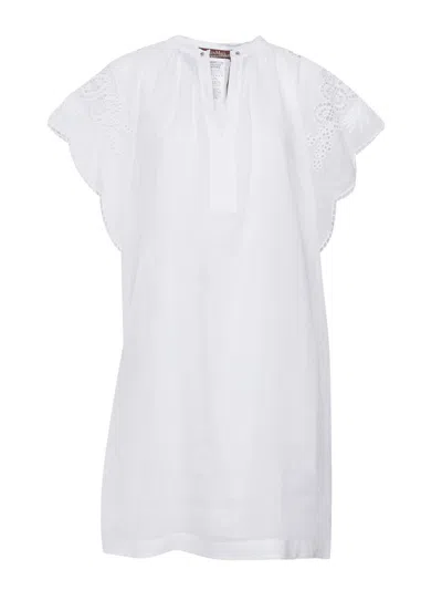 Max Mara Astor V-neck Mini Dress In White