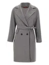 Max Mara Astro Belted Double-breasted Coat In Gray