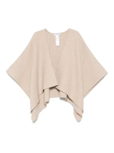 Max Mara Asymmetric-hem Poncho In Brown