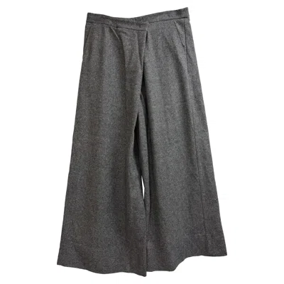 Max Mara Asymmetric Herringbone Wide-leg Pants In Grey Wool In Gray
