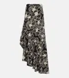 Max Mara Asymmetric Printed Maxi Skirt In Nero Greggio