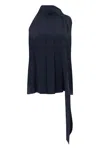 Max Mara Asymmetric Silk Blouse In Blue