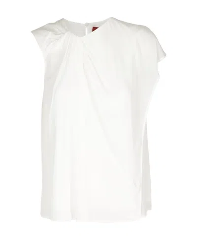 MAX MARA ASYMMETRIC-SLEEVE SILK T-SHIRT
