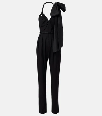 Max Mara Asymmetric Virgin Wool Jumpsuit In Black