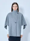 Max Mara Asymmetric Wool Cape In Grey