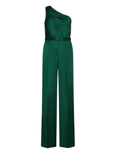 Max Mara Asymmetrical Belt-detail Jumpsuit In Green