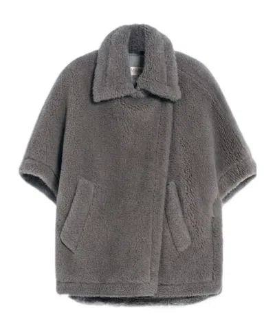 Max Mara Asymmetrical Cape In Gray