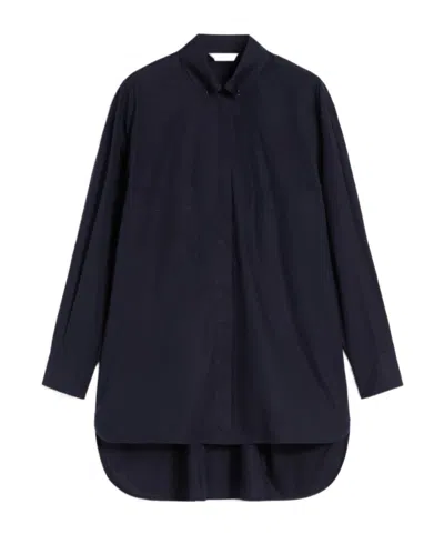 Max Mara Asymmetrical Cotton Cloth Shirt In Blue