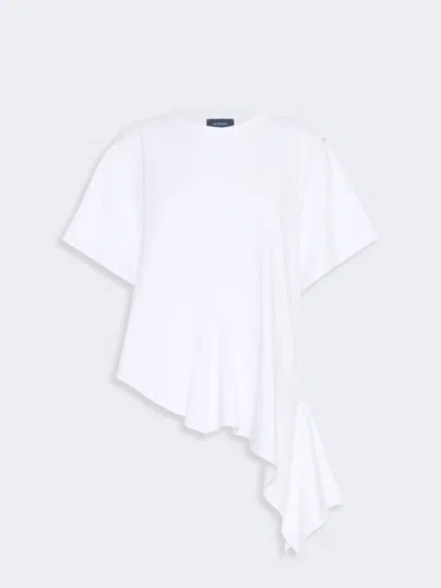 Max Mara Asymmetrical Cotton T-shirt In Optical White