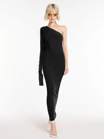 Max Mara Asymmetrical Jersey Dress In Black