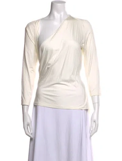 Pre-owned Max Mara Asymmetrical Long Sleeve Top W/ Tags In Neutral