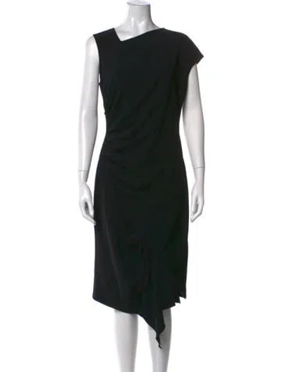 Pre-owned Max Mara Asymmetrical Midi Length Dress In Black
