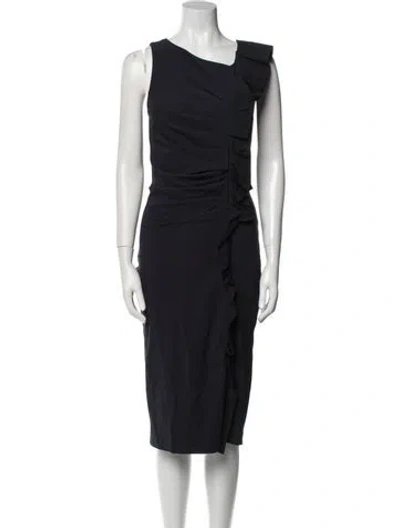 Pre-owned Max Mara Asymmetrical Midi Length Dress In Blue
