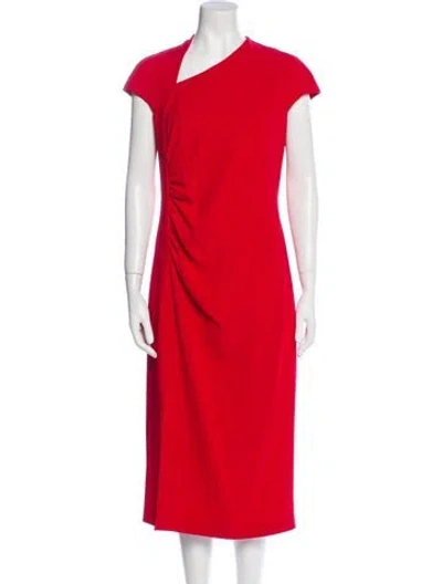 Pre-owned Max Mara Asymmetrical Midi Length Dress In Red