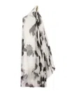 Max Mara Chiffon Dress With An All-over Printasymmetrical Neckline With Metal Detail On The Left Shoulder In White