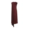 Max Mara Silk Midi Dress With Asymmetric Draped Detail In Burgundy
