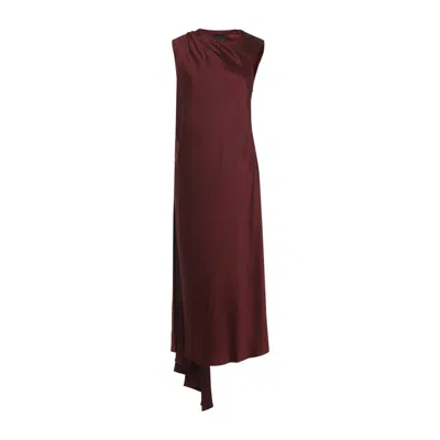 MAX MARA MAX MARA ASYMMETRICAL RED SILK MIDI DRESS
