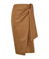 Max Mara Tequila Skirt In Linen And Silk Twill In Brown