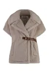 Max Mara Asymmetrical Vegan Fur Jacket For Women In Beige