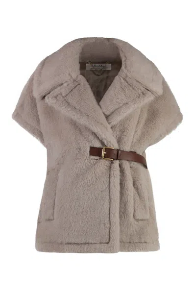 Max Mara Asymmetrical Vegan Fur Jacket For Women In Sand