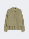 Max Mara Asymmetrical Washed Cotton Shirt In Green
