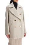 Max Mara Double-breasted Long-sleeved Coat In Grey