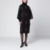 Max Mara Jacquard Lame Cocoon Coat With Checked Pattern In Black