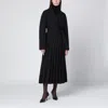Max Mara Black Pleated Redingote Coat In Technical Fabric In Gray