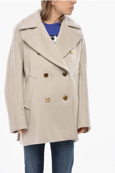 Max Mara Atelier Double-breasted Berta Pure Cashmere Coat In Neutral