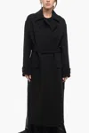 Max Mara Black Stretch Wool Blend Coat In Black