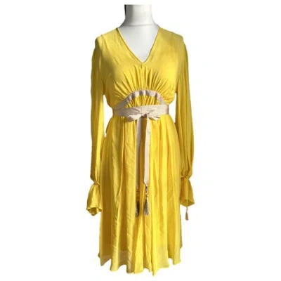 Pre-owned Max Mara Atelier Silk Mid-length Dress In Yellow