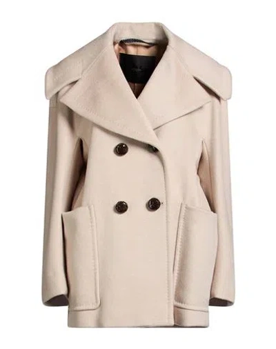 Max Mara Atelier Woman Coat Beige Size 8 Cashmere In Neutral