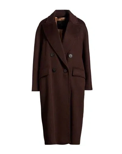Max Mara Kids'  Atelier Woman Coat Dark Brown Size 8 Cashmere, Alpaca Wool, Wool