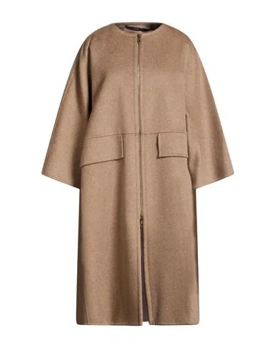 Max Mara Atelier Woman Coat Taupe Size 8 Cashmere In Gray