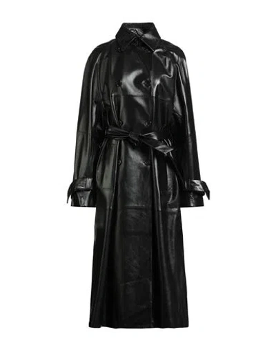 Max Mara Atelier Woman Overcoat & Trench Coat Black Size 8 Lambskin