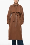 Max Mara Atelier Wool Blend Cosimo Trench Coat With Flush Pockets In Brown