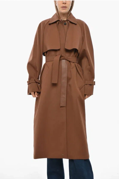 MAX MARA ATELIER WOOL BLEND COSIMO TRENCH COAT WITH FLUSH POCKETS