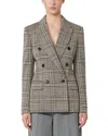 Max Mara Double Breasted Jacquard Knit Jacket In Brown