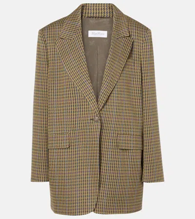 Max Mara Atlanta Houndstooth Wool-blend Blazer In Brown