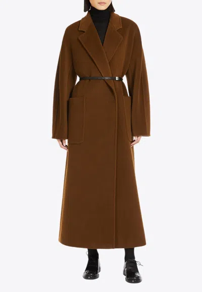 Max Mara Attuale Double-breasted Belted Coat In Brown