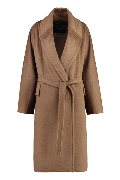 Max Mara Attuale Oversize Belted Coat In Brown